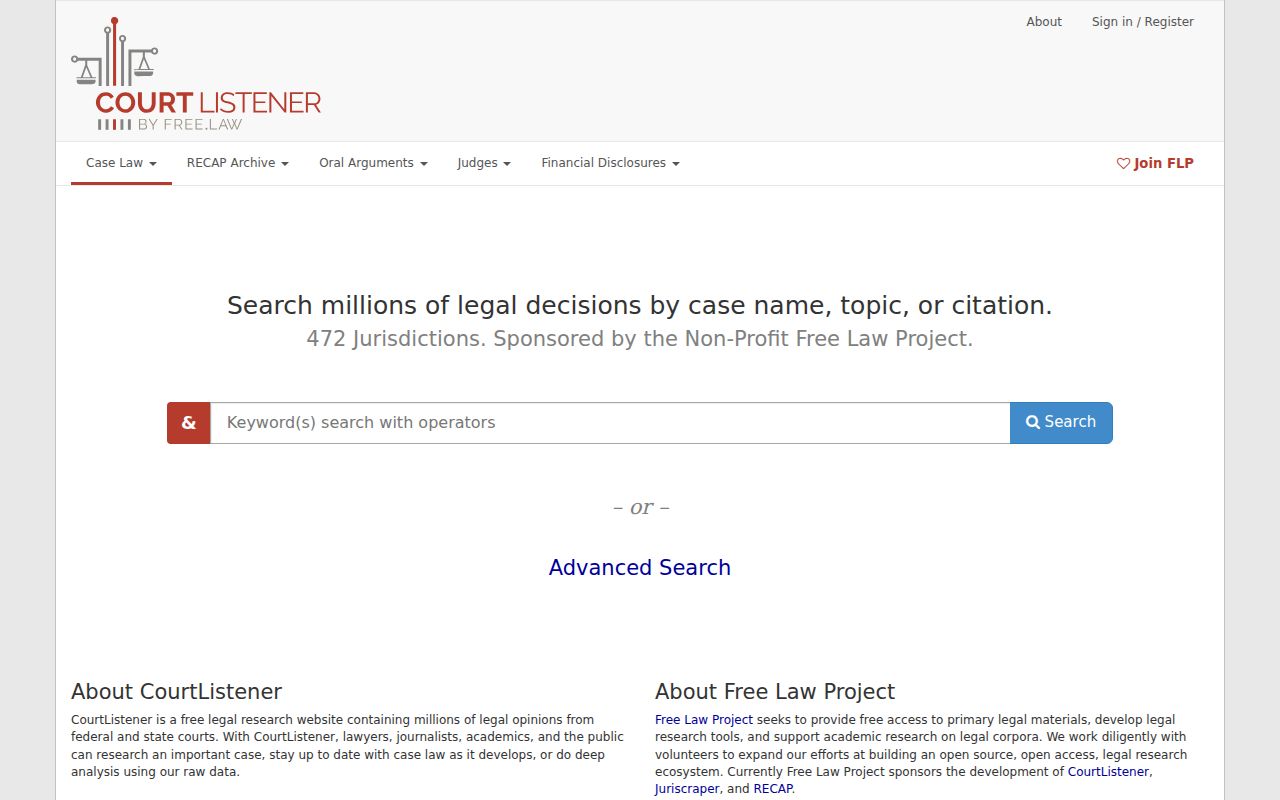 CourtListener and RECAP federal court record search