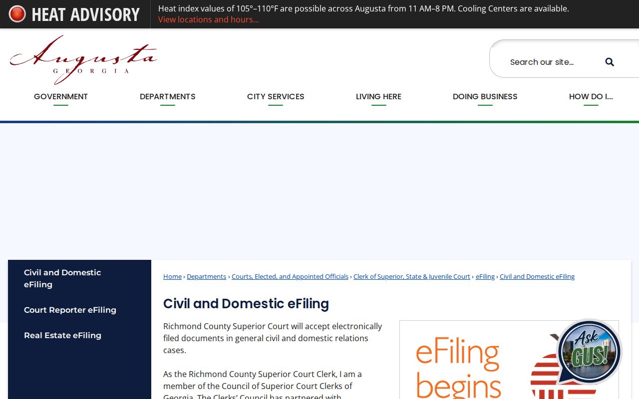 Richmond County docket search e-filing information