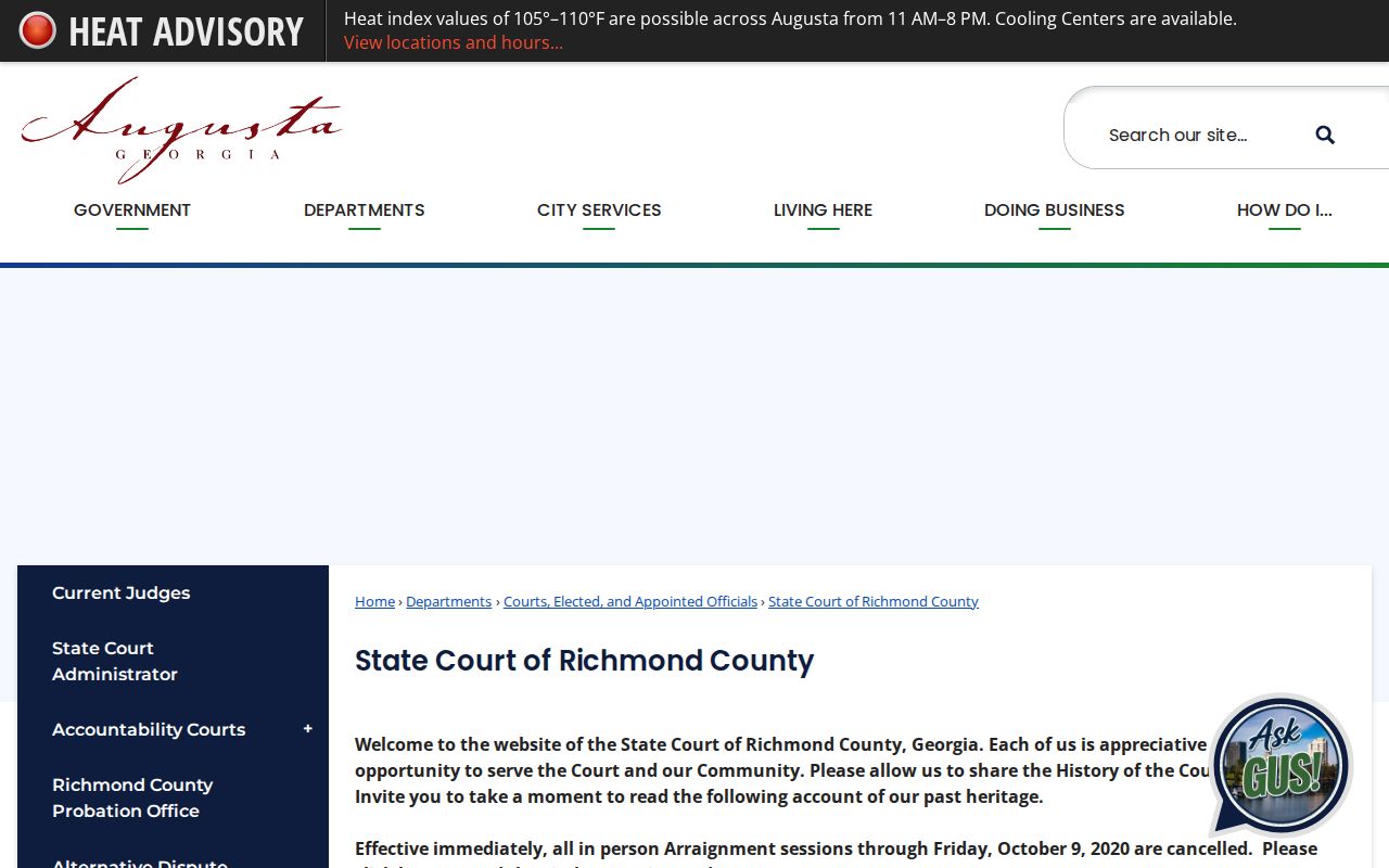 Official State Court of Richmond County page