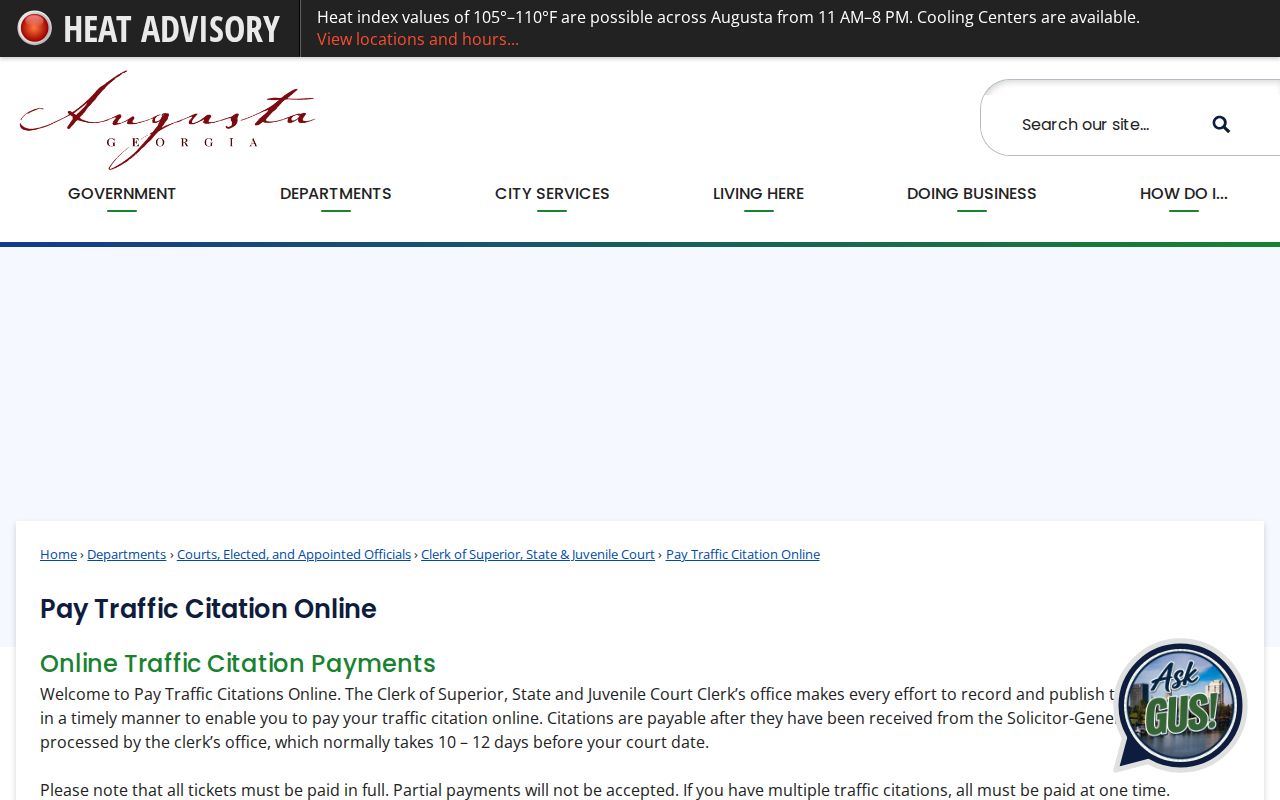 Richmond County traffic citation online payment instructions